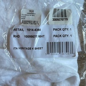 Restoration Hardware Italian Heritage King sheet. Brand NEW. Made in Italy